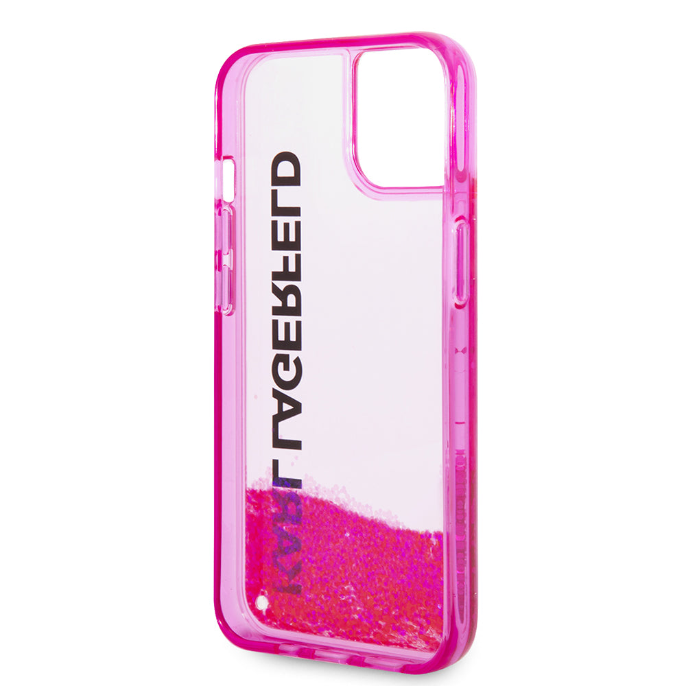Étui pour Apple iPhone 14 Plus, Karl Lagerfeld, Liquid Glitter KL Logo, Rose