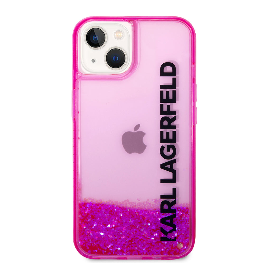 Étui pour Apple iPhone 14 Plus, Karl Lagerfeld, Liquid Glitter KL Logo, Rose