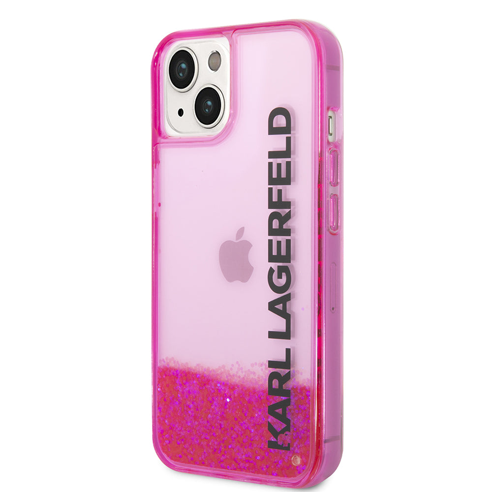 Étui pour Apple iPhone 14 Plus, Karl Lagerfeld, Liquid Glitter KL Logo, Rose