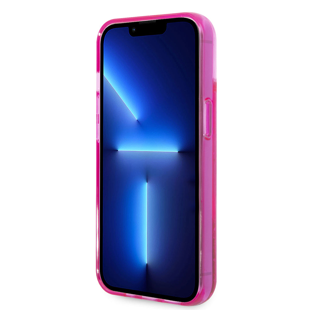 Étui pour Apple iPhone 14 Plus, Karl Lagerfeld, Liquid Glitter KL Logo, Rose