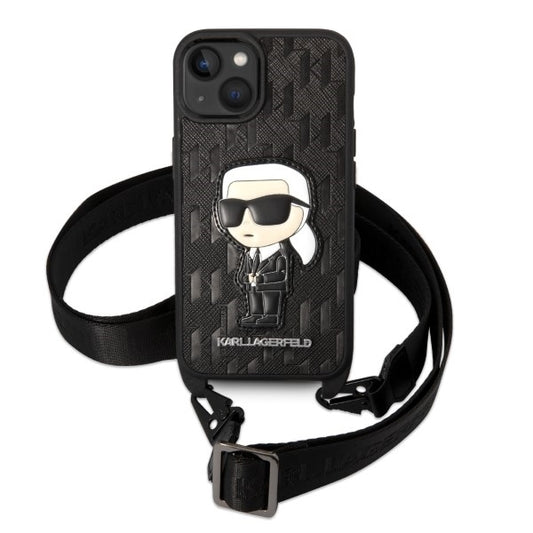 Étui pour Apple iPhone 14 Plus, Karl Lagerfeld, Monogram Ikonik Karl, Blanc