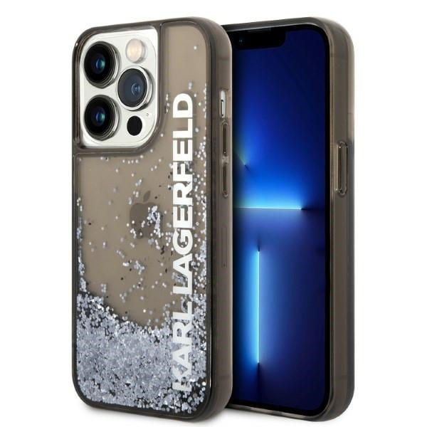 Case for Apple iPhone 14 Pro, Karl Lagerfeld, Liquid Glitter KL Logo, Black