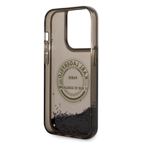 Case for Apple iPhone 14 Pro, Karl Lagerfeld, Liquid Glitter RSG, Black
