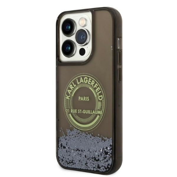 Case for Apple iPhone 14 Pro, Karl Lagerfeld, Liquid Glitter RSG, Black