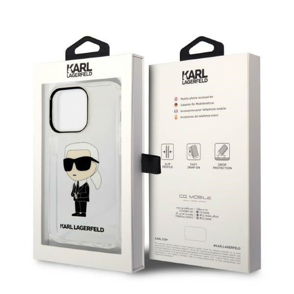 Étui pour Apple iPhone 14 Pro Max, Karl Lagerfeld, Ikonik Karl, Transparent