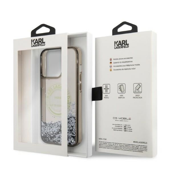 Étui pour Apple iPhone 14 Pro Max, Karl Lagerfeld, Liquid Glitter RSG, Noir