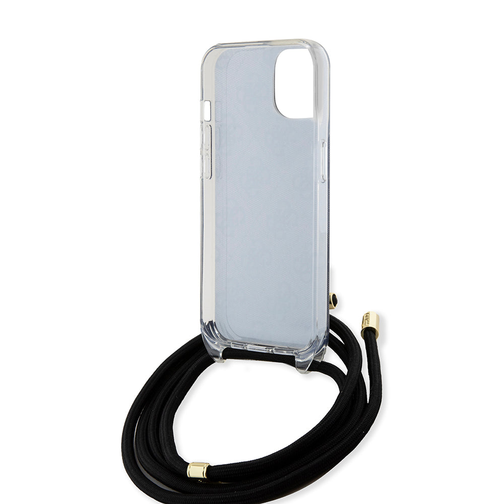 Étui pour Apple iPhone 15, Guess, 4G IML Printed Crossbody, Noir