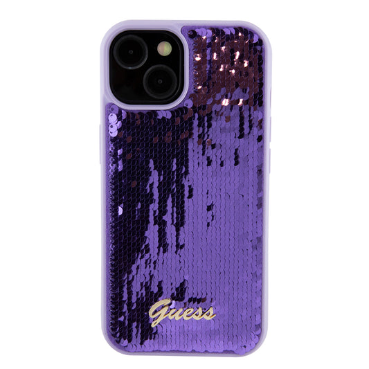 Étui pour Apple iPhone 15, Guess, Sequin Script Metal, Mauve
