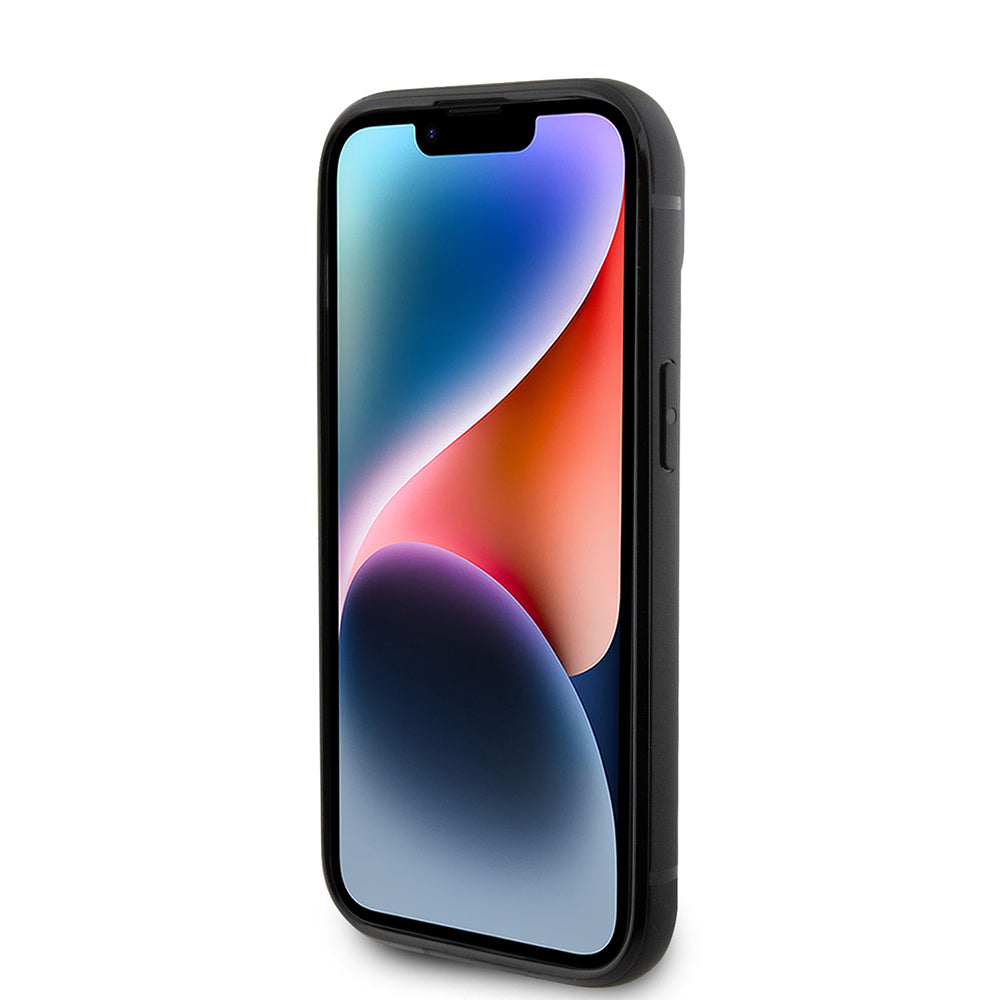 Étui pour Apple iPhone 15, Karl Lagerfeld, Plaque Métallique Strass, Noir