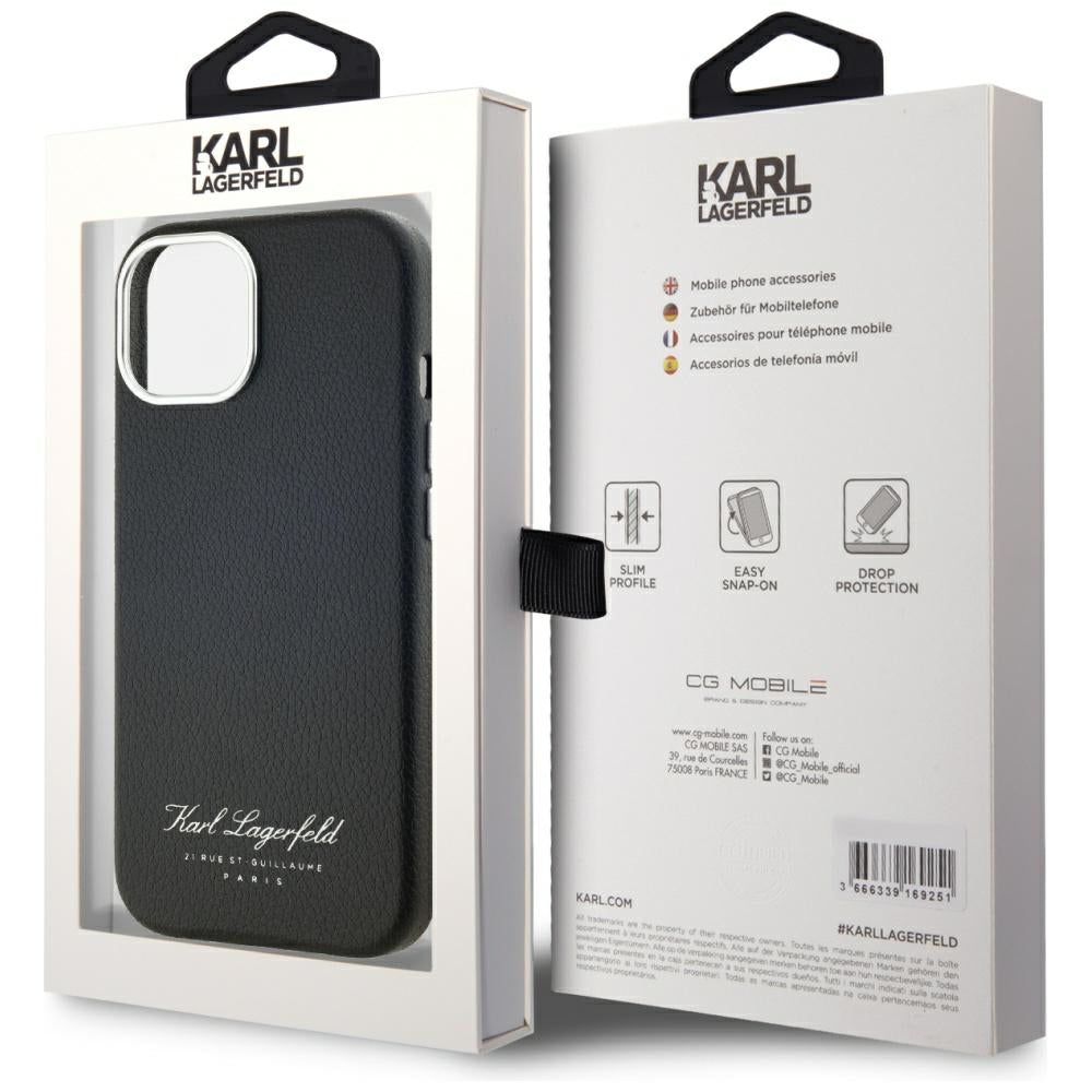 Étui pour Apple iPhone 15, Karl Lagerfeld, RSG, Noir