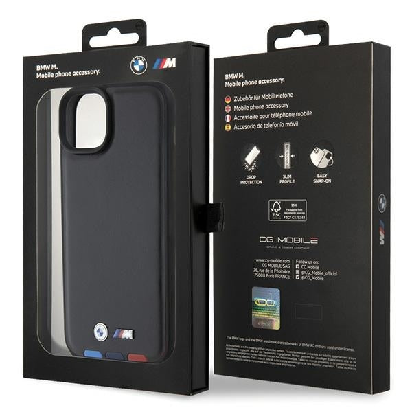 Étui pour Apple iPhone 15 Plus, BMW, Stamp Tricolore, Noir