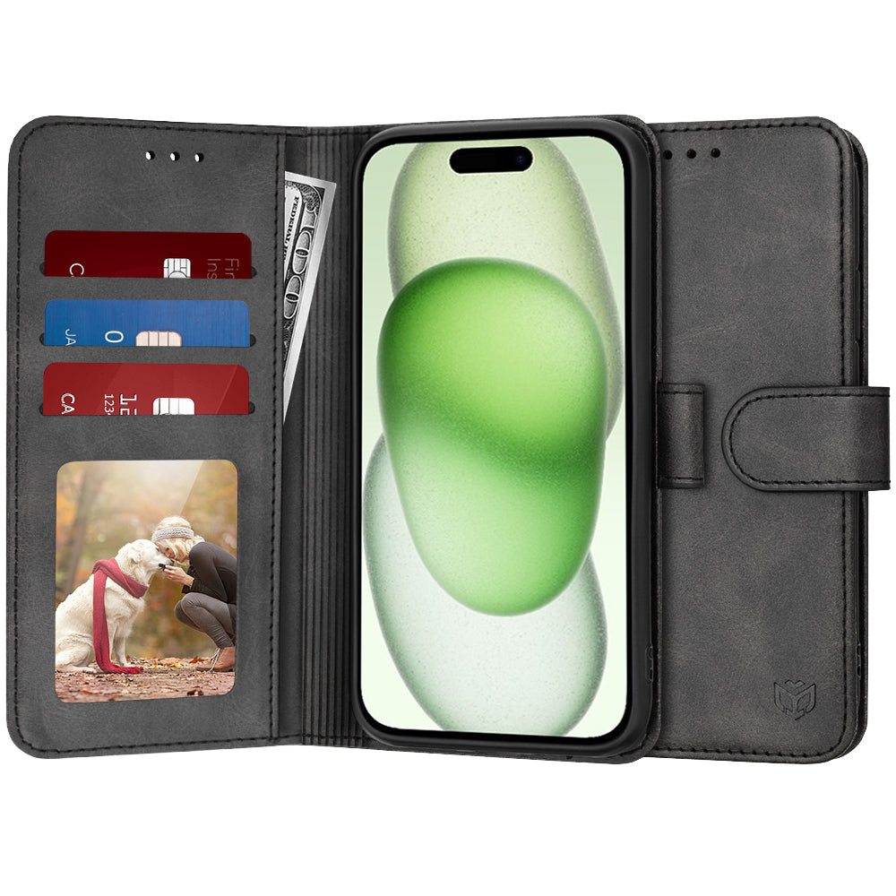 Coque pour Apple iPhone 15 Plus, Techsuit, Diary Book, Noire