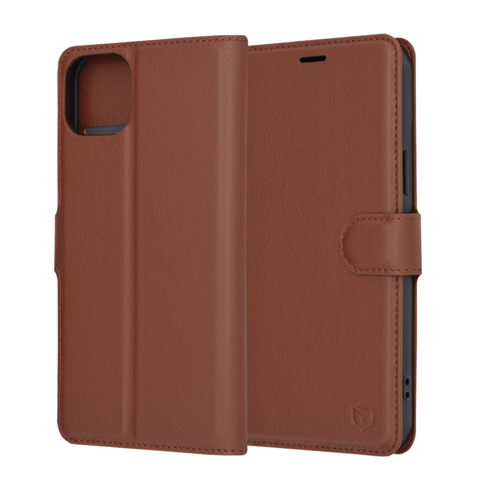 Coque pour Apple iPhone 15 Plus, Techsuit, Leather Folio, Marron