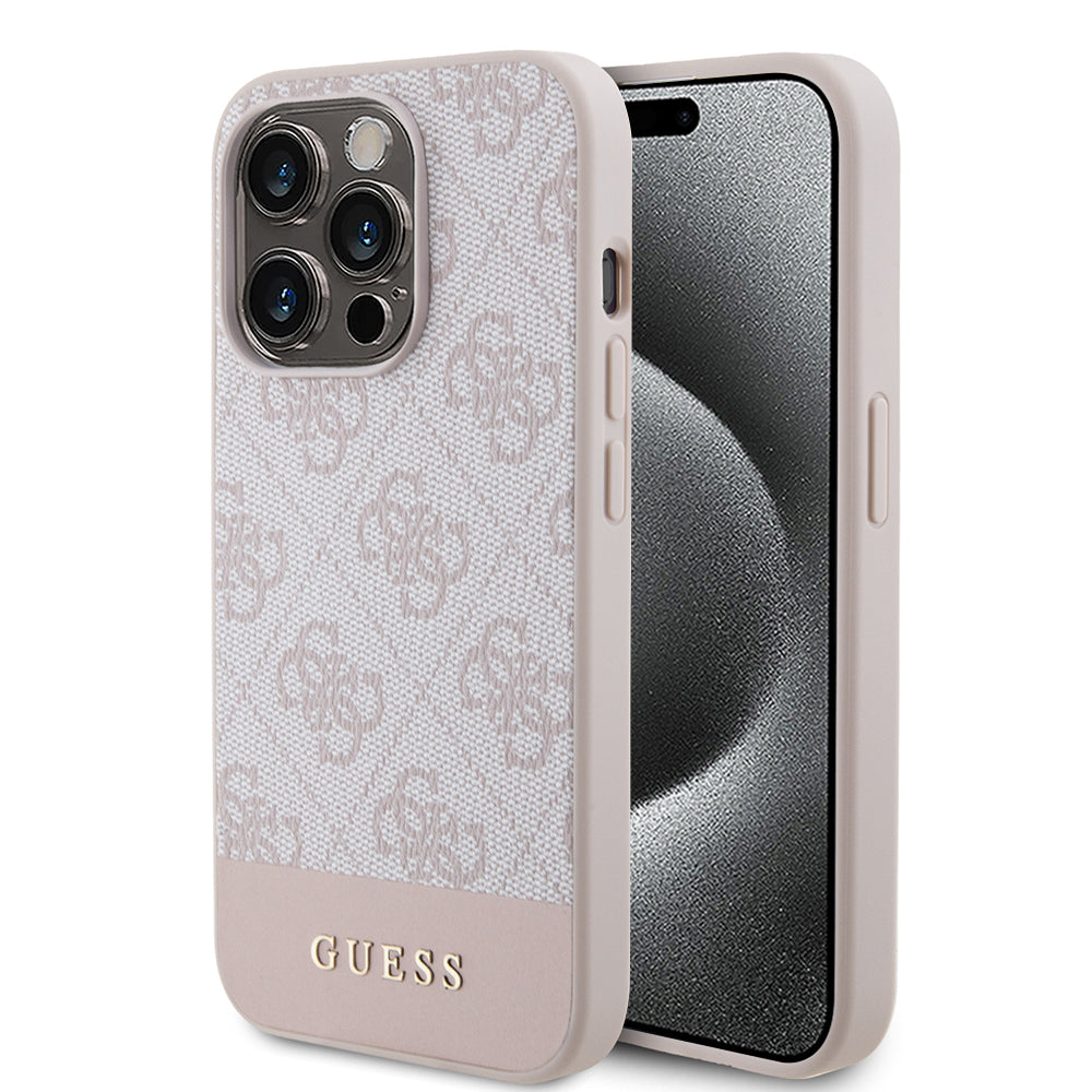 Case for Apple iPhone 15 Pro, Guess, 4G Stripe, Pink