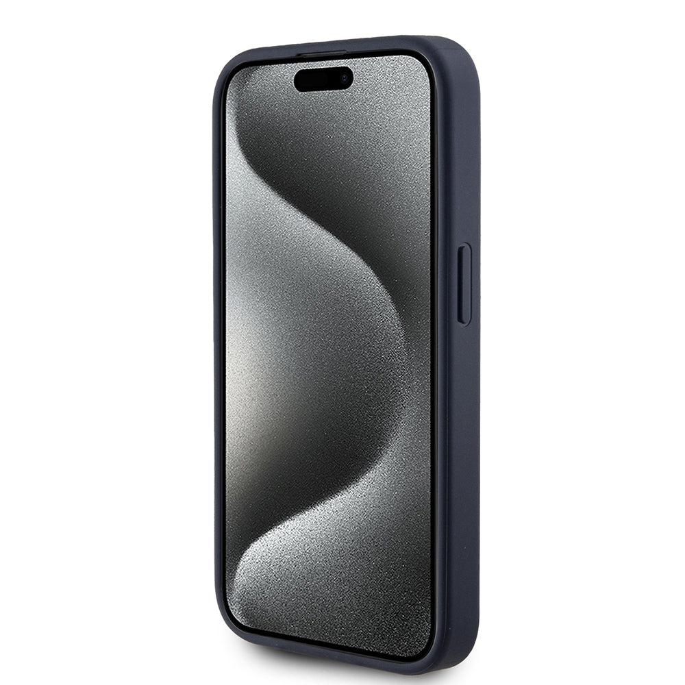 Étui pour Apple iPhone 15 Pro, Guess, logo Triangle 4G, Bleu