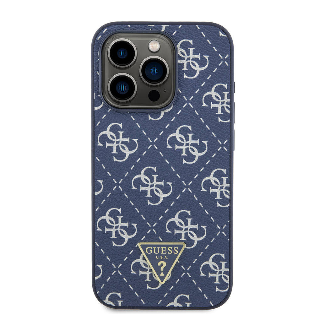 Étui pour Apple iPhone 15 Pro, Guess, logo Triangle 4G, Bleu