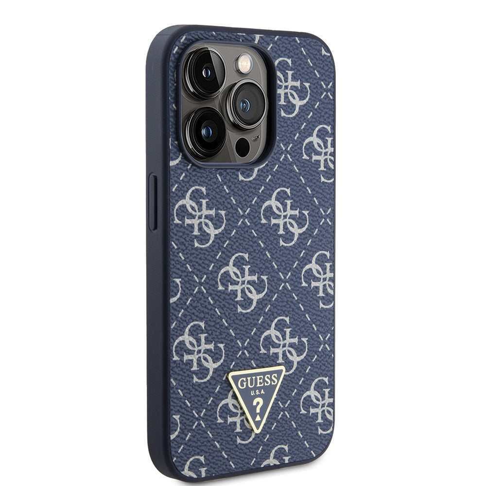 Étui pour Apple iPhone 15 Pro, Guess, logo Triangle 4G, Bleu