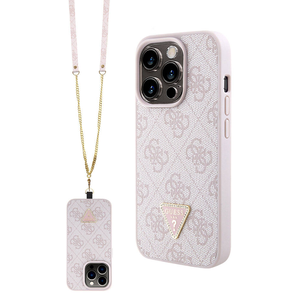 Case for Apple iPhone 15 Pro, Guess, Crossbody 4G Metal Logo, Pink