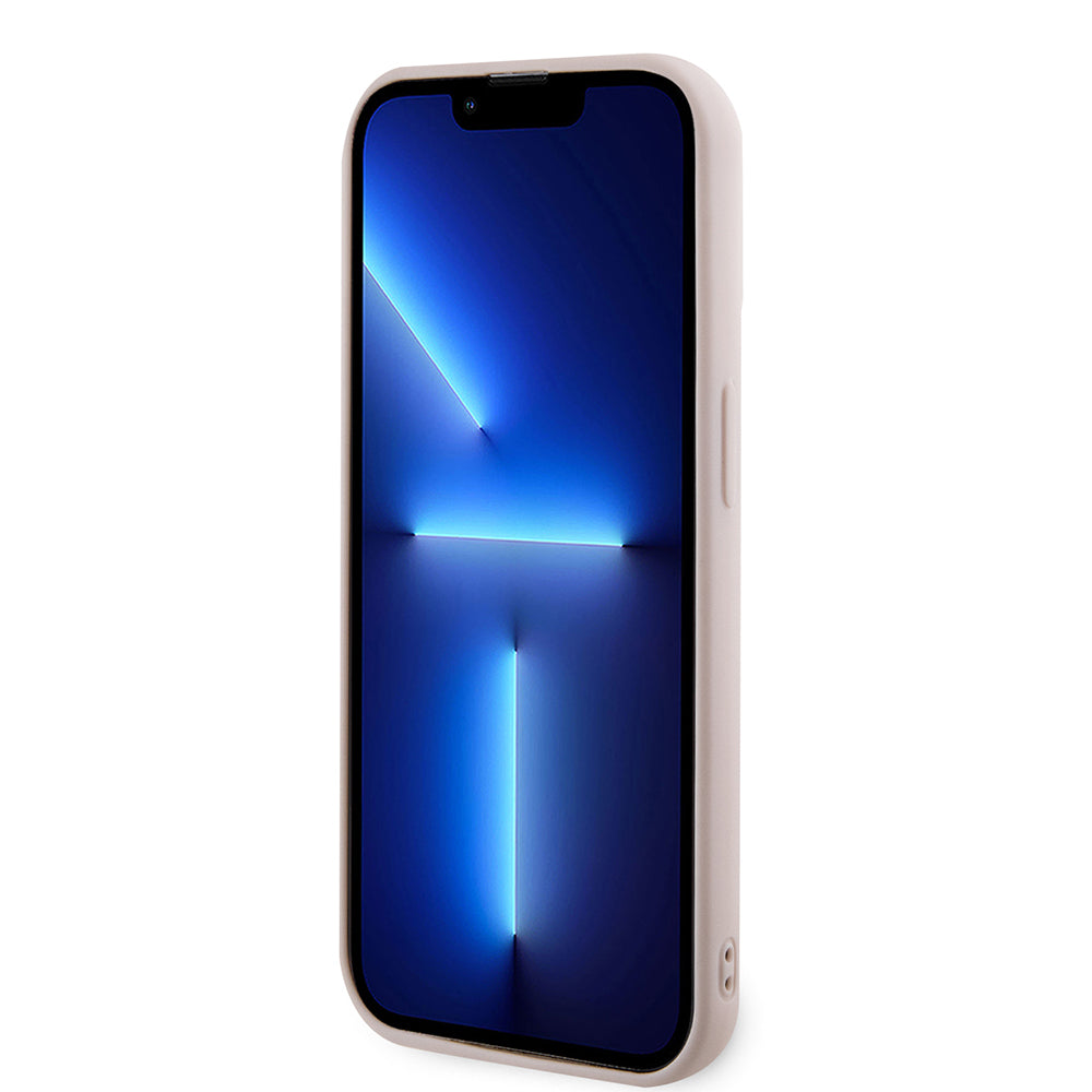 Étui pour Apple iPhone 15 Pro, Karl Lagerfeld, Logo Karl en caoutchouc pailleté 3D, Rose