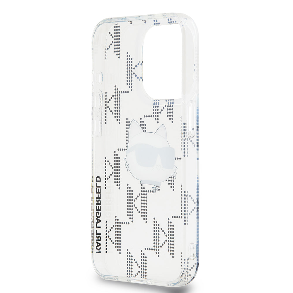 Étui pour Apple iPhone 15 Pro, Karl Lagerfeld, IML Electroplated Choupette Head, Transparent