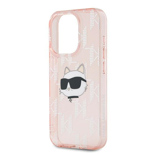 Hülle für Apple iPhone 15 Pro, Karl Lagerfeld, IML Luxury Monogram Choupette's Head, Rosa