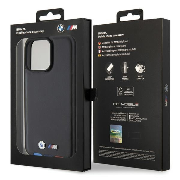 Étui pour Apple iPhone 15 Pro Max, BMW, Stamp Tricolore, Noir