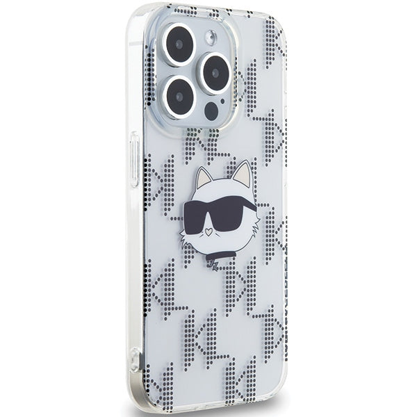 Étui pour Apple iPhone 15 Pro Max, Karl Lagerfeld, IML Electroplated Choupette Head, Transparent