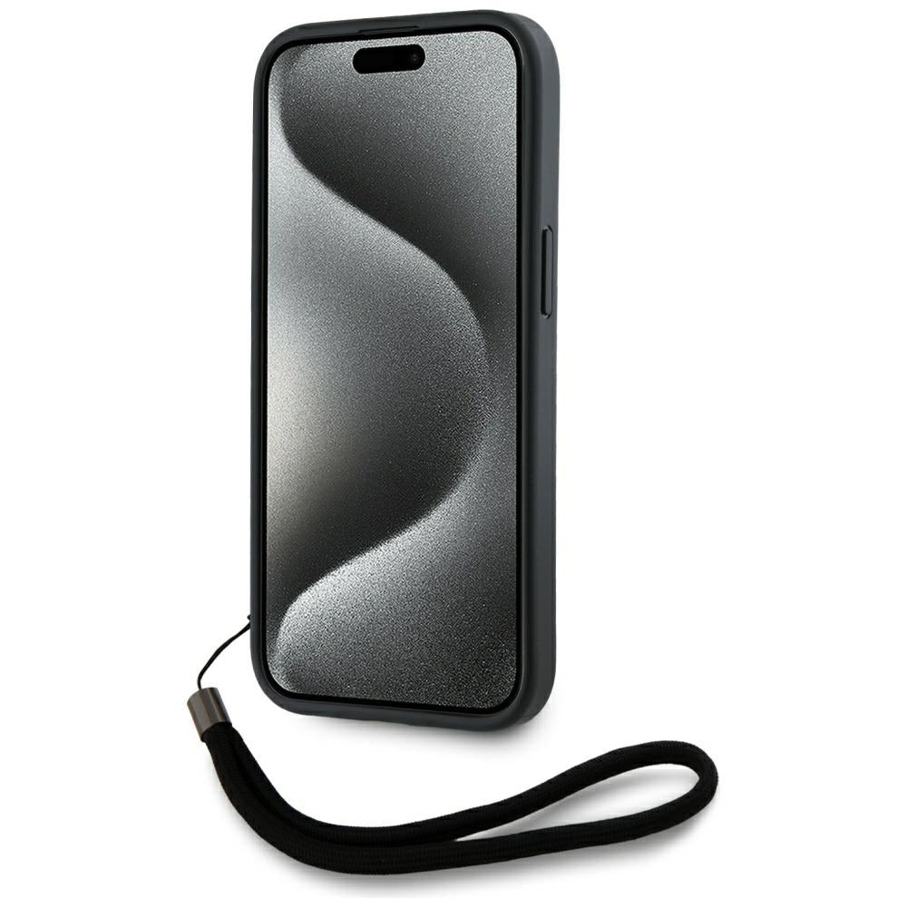 Hülle für Apple iPhone 15 Pro Max, Karl Lagerfeld, Saffiano Athleisure Stripes with Strap, Rosa