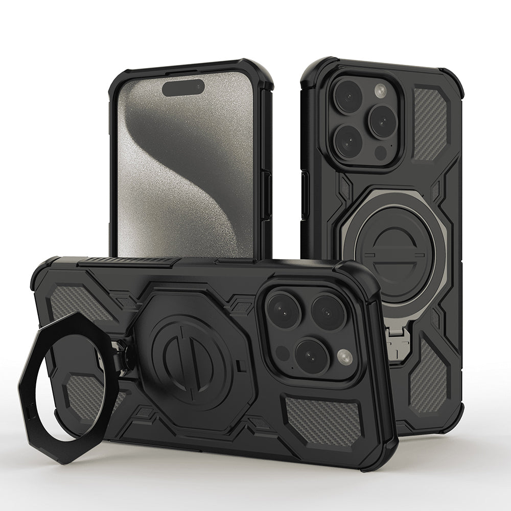 Coque pour Apple iPhone 15 Pro, Techsuit, Carbon Shield Pro, Noire