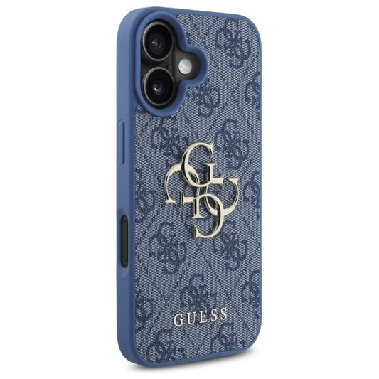 Étui pour Apple iPhone 16, Guess, 4G Big Logo, Bleu