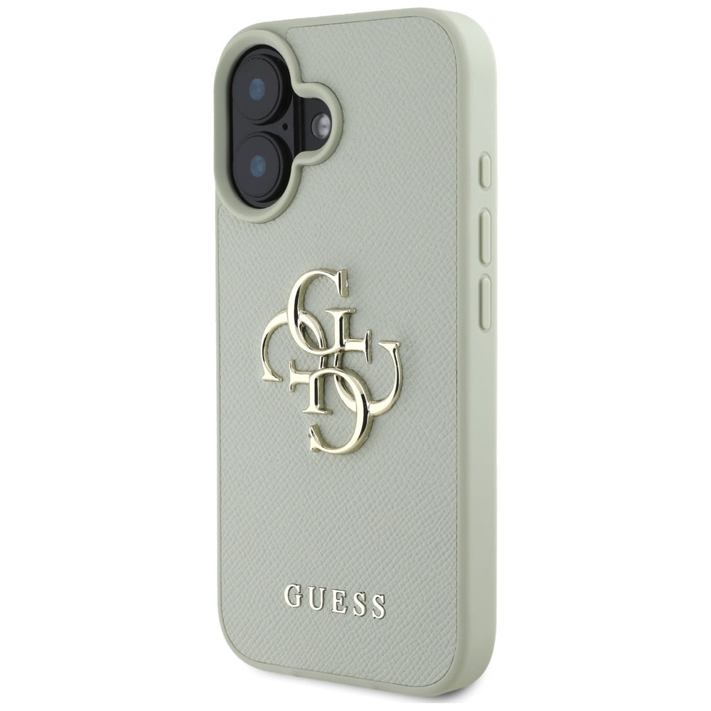Case for Apple iPhone 16, Guess, Grained Big 4G Logo Small Classic Logo, Green