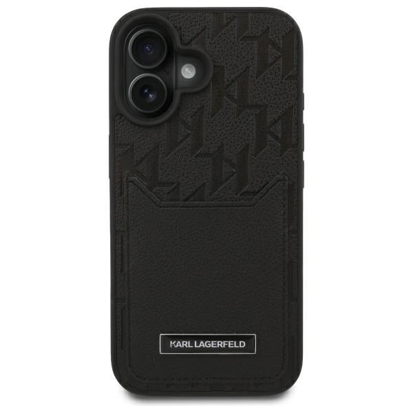 Case for Apple iPhone 16, Karl Lagerfeld, Cardslots Monogram, Black