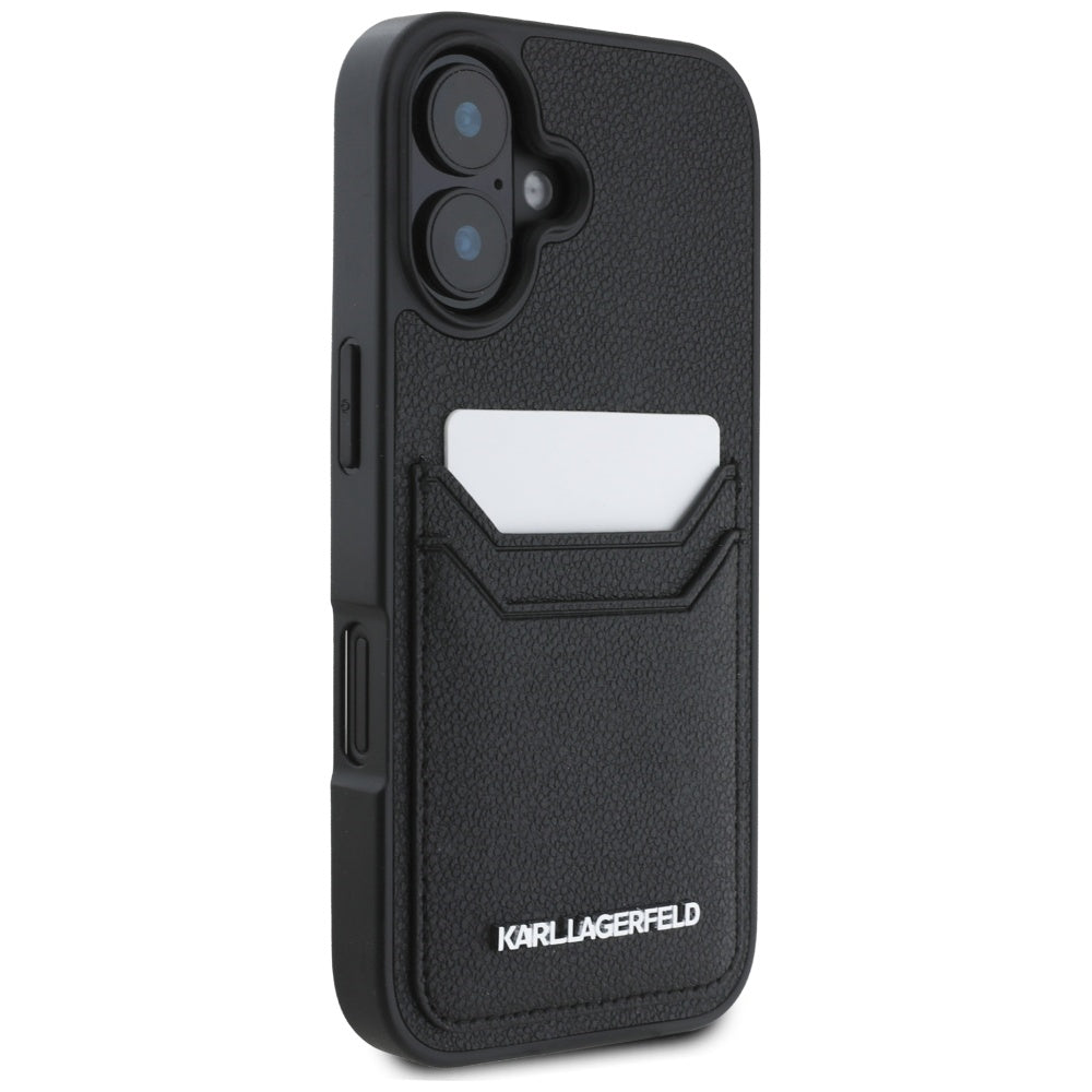 Étui pour Apple iPhone 16, Karl Lagerfeld, Grained Cardslots, Noir