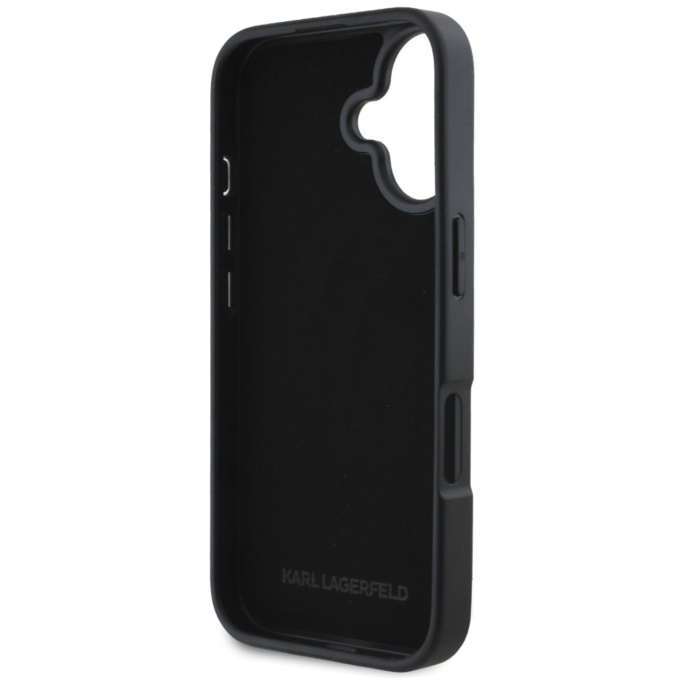 Étui pour Apple iPhone 16, Karl Lagerfeld, Grained Cardslots, Noir