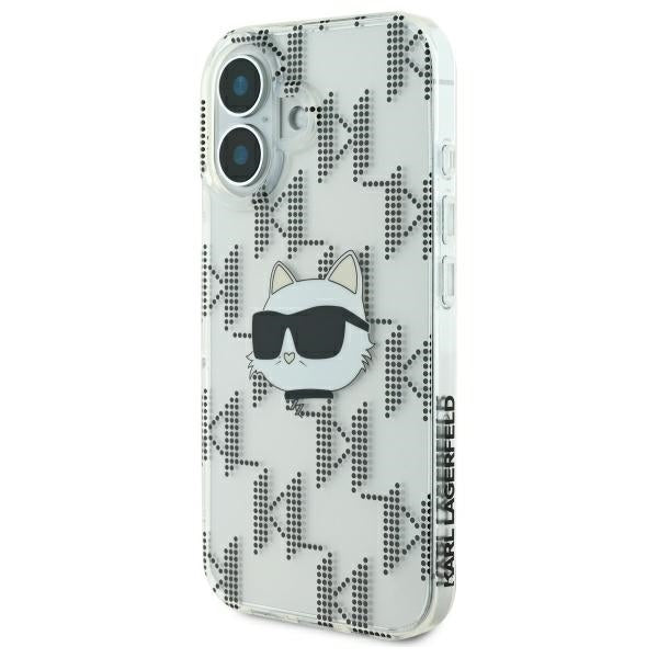 Hülle für Apple iPhone 16, Karl Lagerfeld, IML Luxury Electroplated Choupette's Head, Transparent