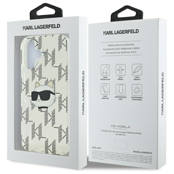 Hülle für Apple iPhone 16, Karl Lagerfeld, IML Luxury Electroplated Choupette's Head, Transparent