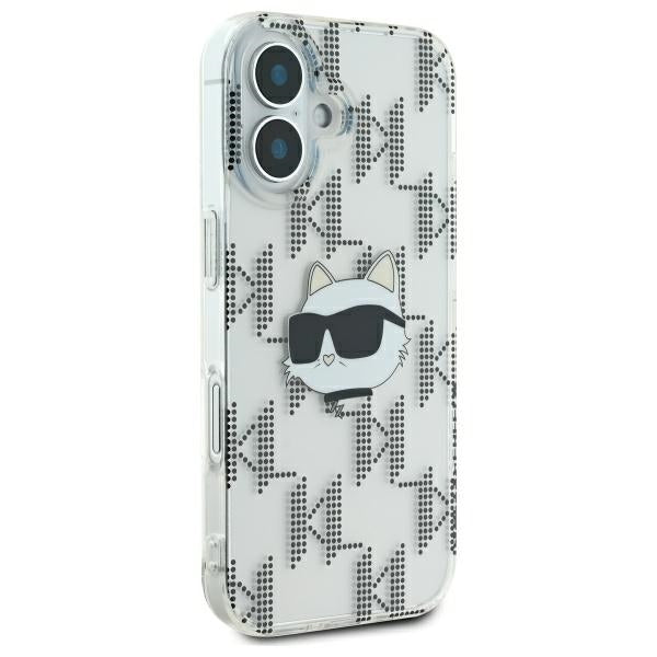 Hülle für Apple iPhone 16, Karl Lagerfeld, IML Luxury Electroplated Choupette's Head, Transparent