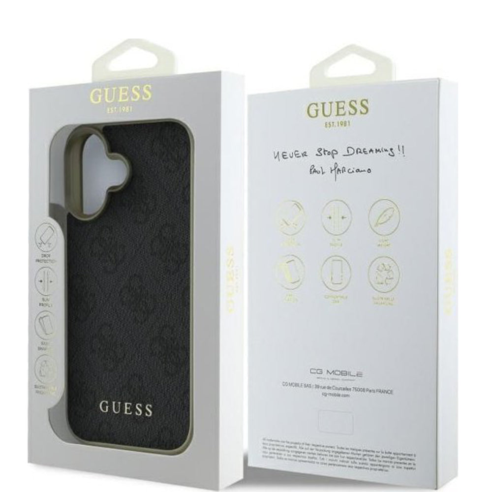 Étui pour Apple iPhone 16 Plus, Guess, 4G Charm, Noir
