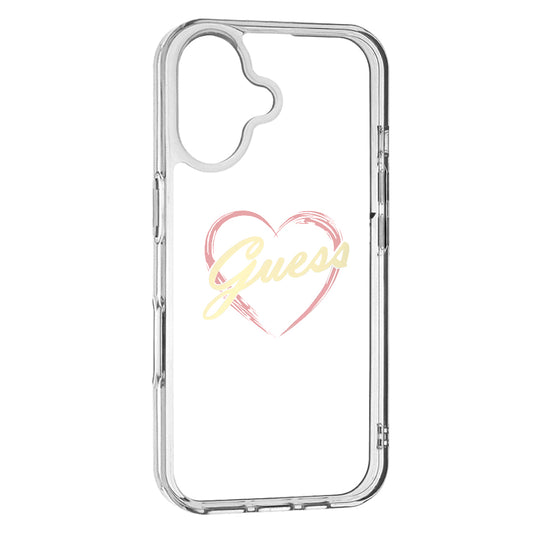 Hülle für Apple iPhone 16 Plus, Guess, IML Heart, Transparent