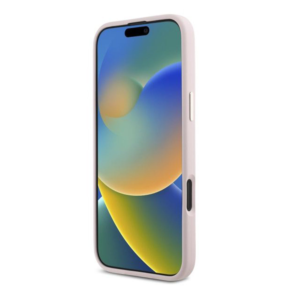 Hülle für Apple iPhone 16 Plus, Guess, Script Metal Logo & Rahmen, Rosa