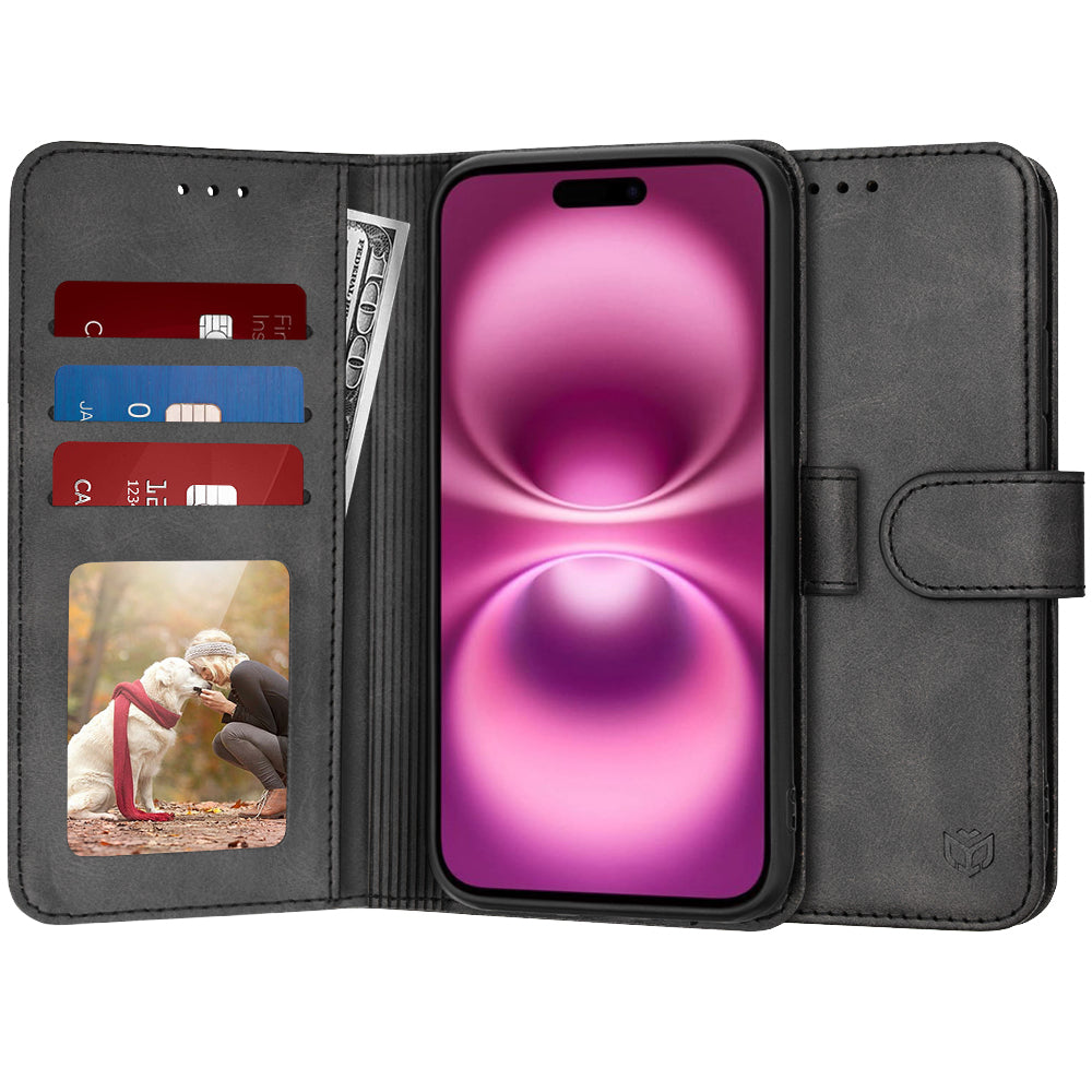 Coque pour Apple iPhone 16 Plus, Techsuit, Diary Book, Noire