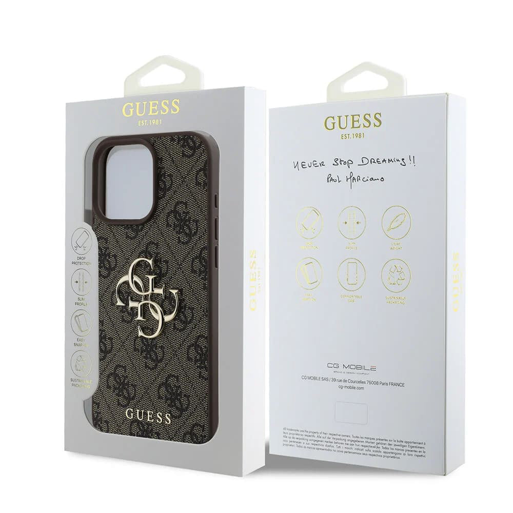 Étui pour Apple iPhone 16 Pro, Guess, 4G Big Logo, Marron