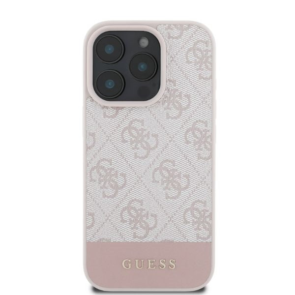 Étui pour Apple iPhone 16 Pro, Guess, 4G Bottom Stripe, Rose