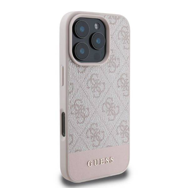 Étui pour Apple iPhone 16 Pro, Guess, 4G Bottom Stripe, Rose