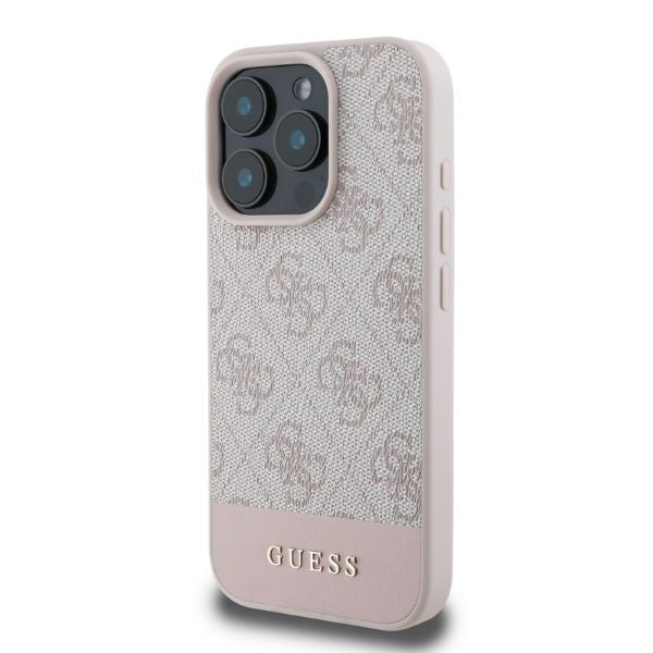 Étui pour Apple iPhone 16 Pro, Guess, 4G Bottom Stripe, Rose