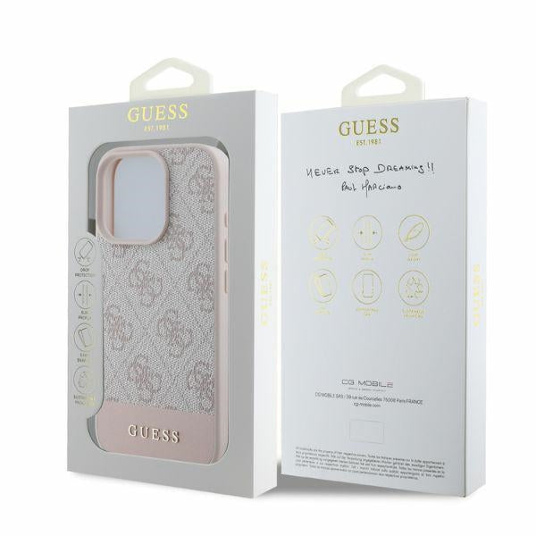 Étui pour Apple iPhone 16 Pro, Guess, 4G Bottom Stripe, Rose