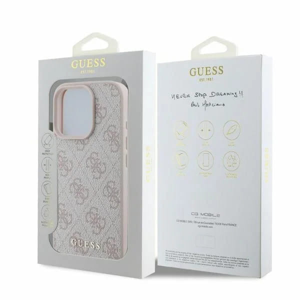 Étui pour Apple iPhone 16 Pro, Guess, 4G Classic, Rose