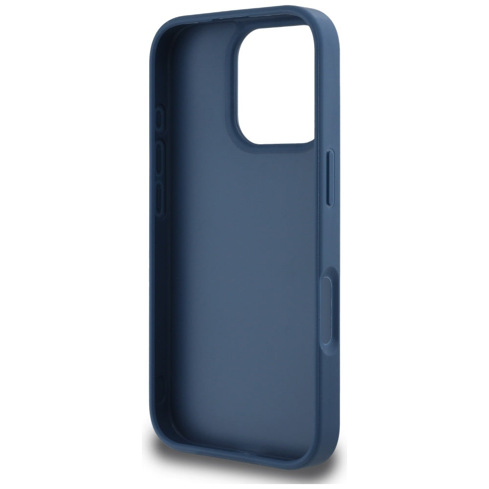 Case for Apple iPhone 16 Pro, Guess, 4G Grained Roses Big Logo, Blue