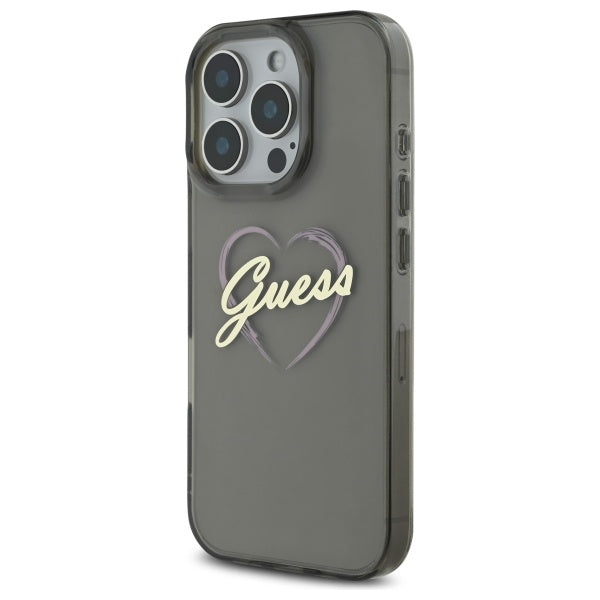 Étui pour Apple iPhone 16 Pro, Guess, IML Heart, Noir