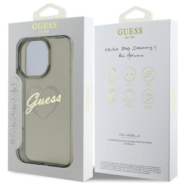 Étui pour Apple iPhone 16 Pro, Guess, IML Heart, Noir